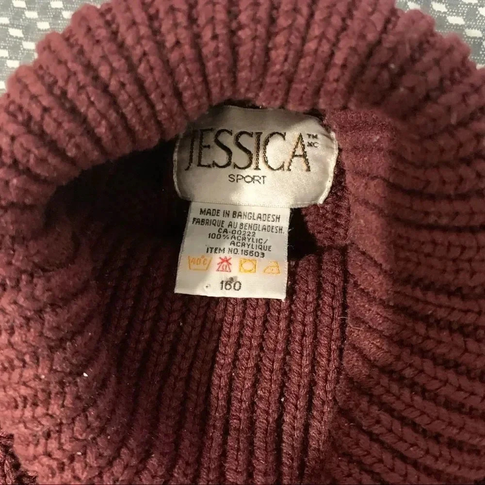 VTG Jessica burgundy turtleneck sweater Size Medium - Picture 3 of 5
